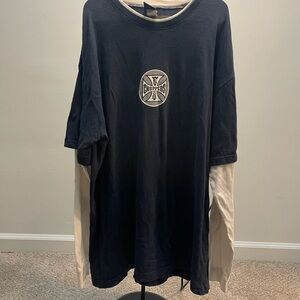 Vintage Men's Long Sleeve Tee with Cross Logo